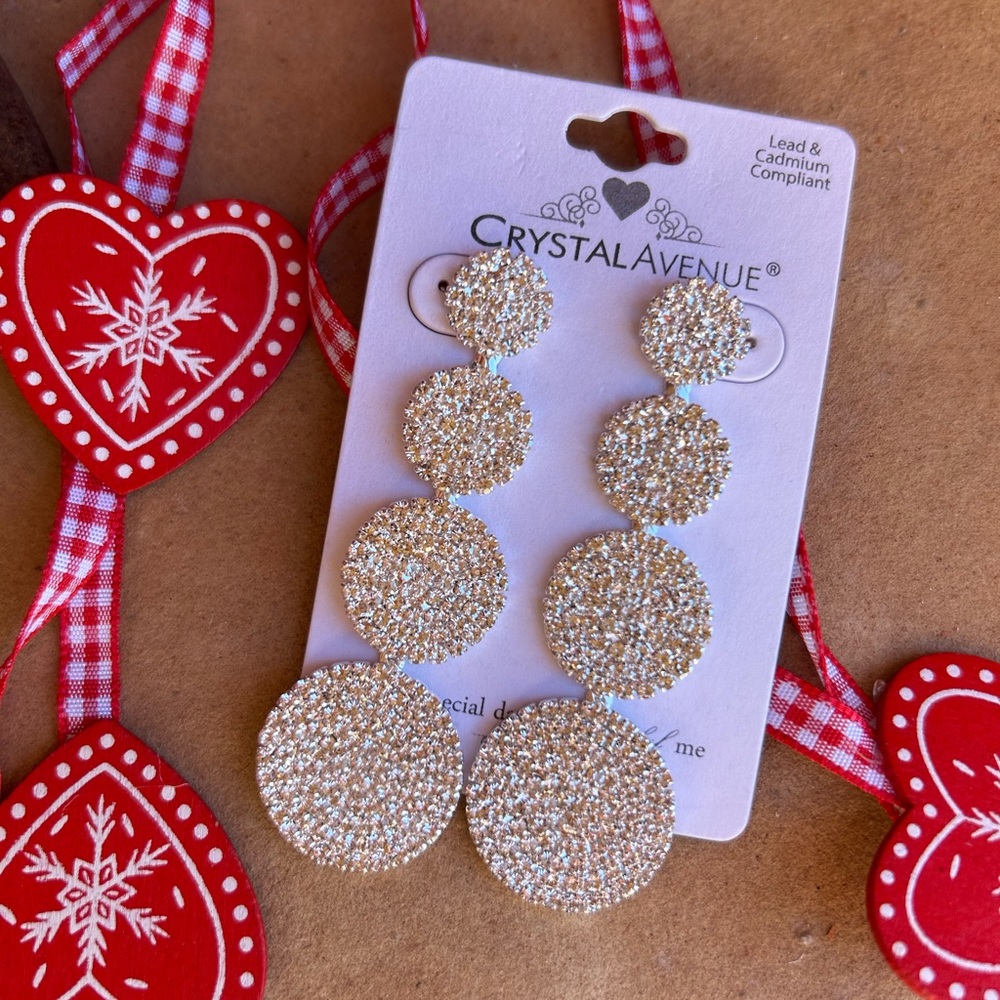Silvertone Circle Drop Statement Earrings NWT